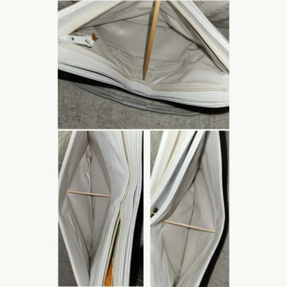 NEW WHITE SHOULDER HANDBAG, GOLD TONE HAEDWARE, 12.5X9X3.5 WITH AN 18" STRAP - Picture 4 of 4